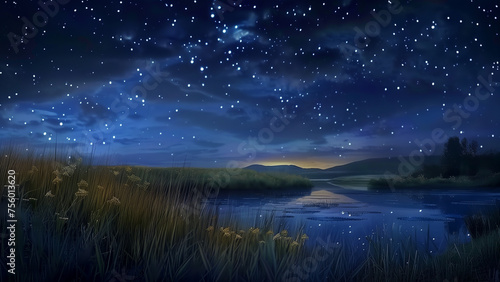 Cosmic Calm: A Peaceful Panorama with Stars Above © 대연 김