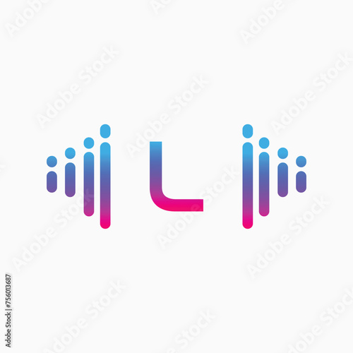 Initial Letter L with a musical note Logo. Musical sign symbol. Font emblem. Modern vector logo design template