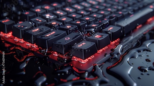 Compact gaming keyboard with programmable hotkeys and water-resistant design photo
