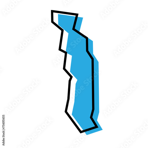 Togo country simplified map. Blue silhouette with thick black contour outline isolated on white background. Simple vector icon