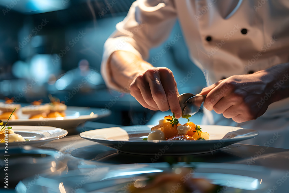 the elegance of a fine dining establishment, with chefs meticulously plating gourmet dishes featuring innovative flavor combinations and artistic presentations the elegance of a fine dining establishment, with chefs meticulously plating gourmet dishes featuring innovative flavor combinations and artistic presentations