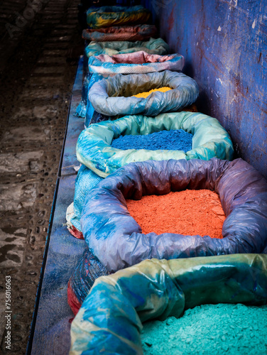 color pigment at narrow street of Chefchaouen, the blue city of Morocco © Abdul Rahman