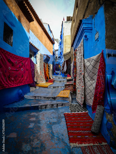 colorful narrow street in Chefchaouen Morocco © Abdul Rahman