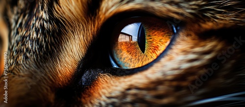 A closeup shot of a Felidaes eye with blue iris and pupil, surrounded by long whiskers and eyelashes, showcasing the beauty of this carnivorous terrestrial animal photo