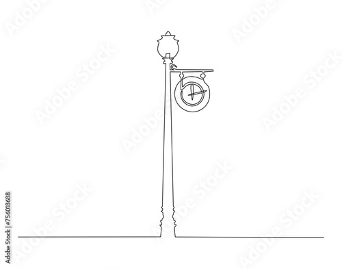 Continuous Line Drawing Of Spotlight Street Light. One Line Of Street Light. Lamp Continuous Line Art. Editable Outline.