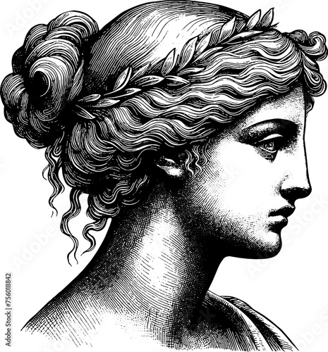 Ancient Greek Woman Profile Portrait