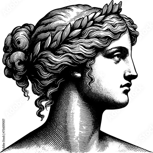 Ancient Greek Woman Profile Portrait
