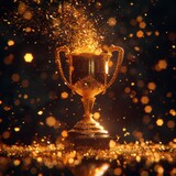 Golden Trophy Illuminated with Sparkles