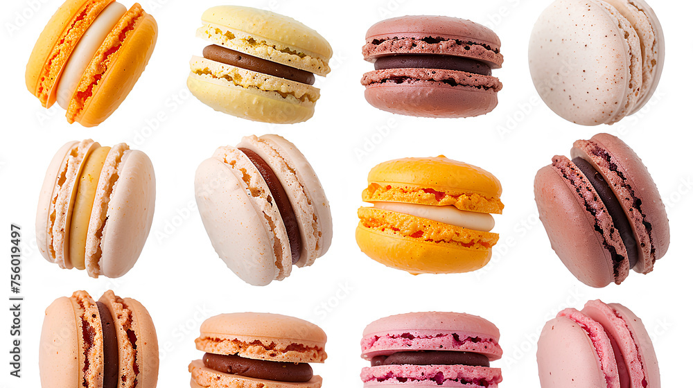 Set of color french macaroons, isolated on white background. Set of color french macaroons, isolated on white background.