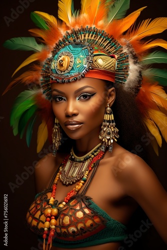 tender Zulu lady in summer with multiple colorful accessories that adorn her