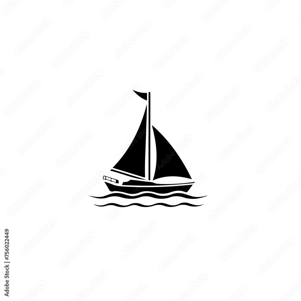 Skipjack Boat Vector Logo