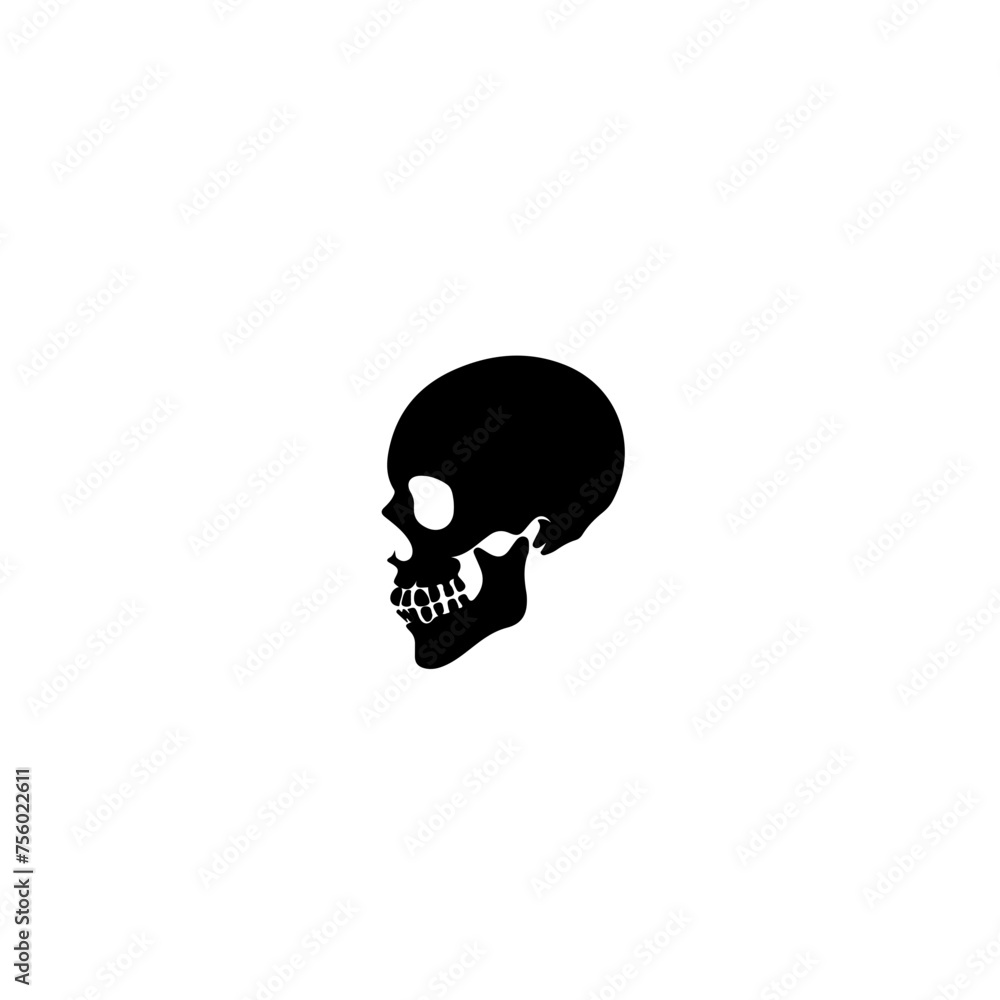 Skull Side View Vector Logo
