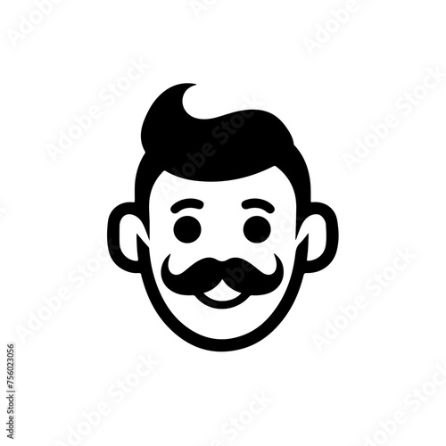 Smiling Man Mustache Vector Logo