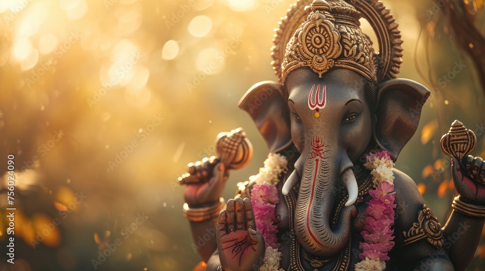 Gudi padwa ganesha: hindu deity divine essence celebrating the joyous convergence of cultural traditions and auspicious beginnings in the vibrant spirit of the hindu new year Gudi padwa ganesha: hindu deity divine essence celebrating the joyous convergence of cultural traditions and auspicious beginnings in the vibrant spirit of the hindu new year