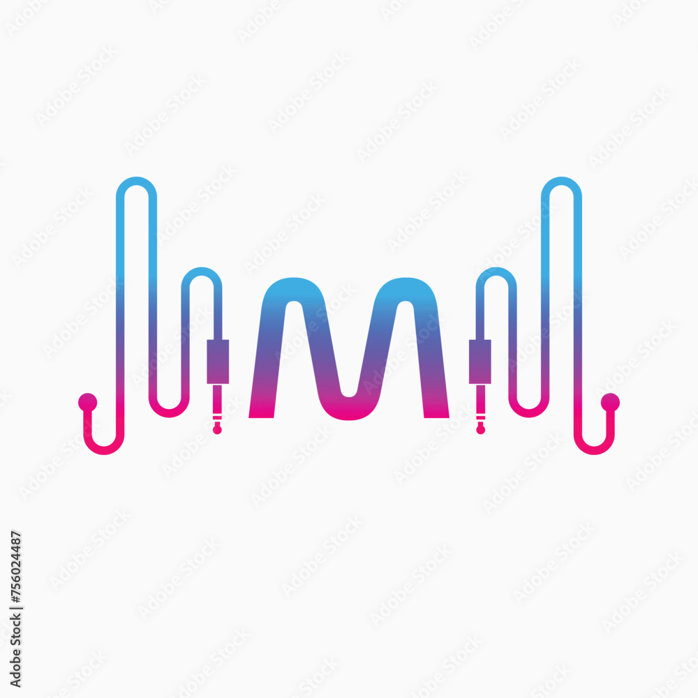 M Letter Music AUX WAVE Logo Design, Vector abstract M Letter Music AUX WAVE Logo Design, Vector abstract