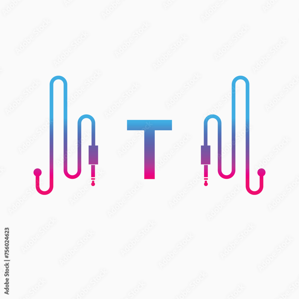 T Letter Music AUX WAVE Logo Design, Vector abstract T Letter Music AUX WAVE Logo Design, Vector abstract