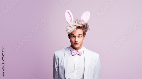 Man with bunny ears