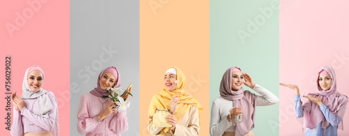 Set of young Muslim women o...