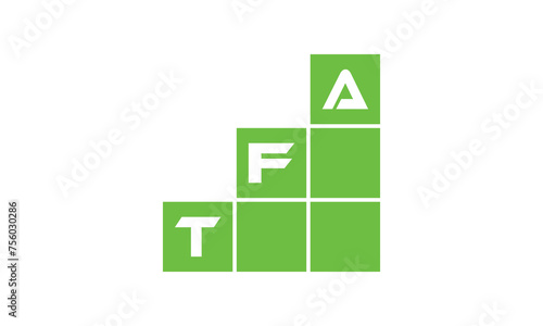 TFA initial letter financial logo design vector template. economics, growth, meter, range, profit, loan, graph, finance, benefits, economic, increase, arrow up, grade, grew up, topper, company, scale photo