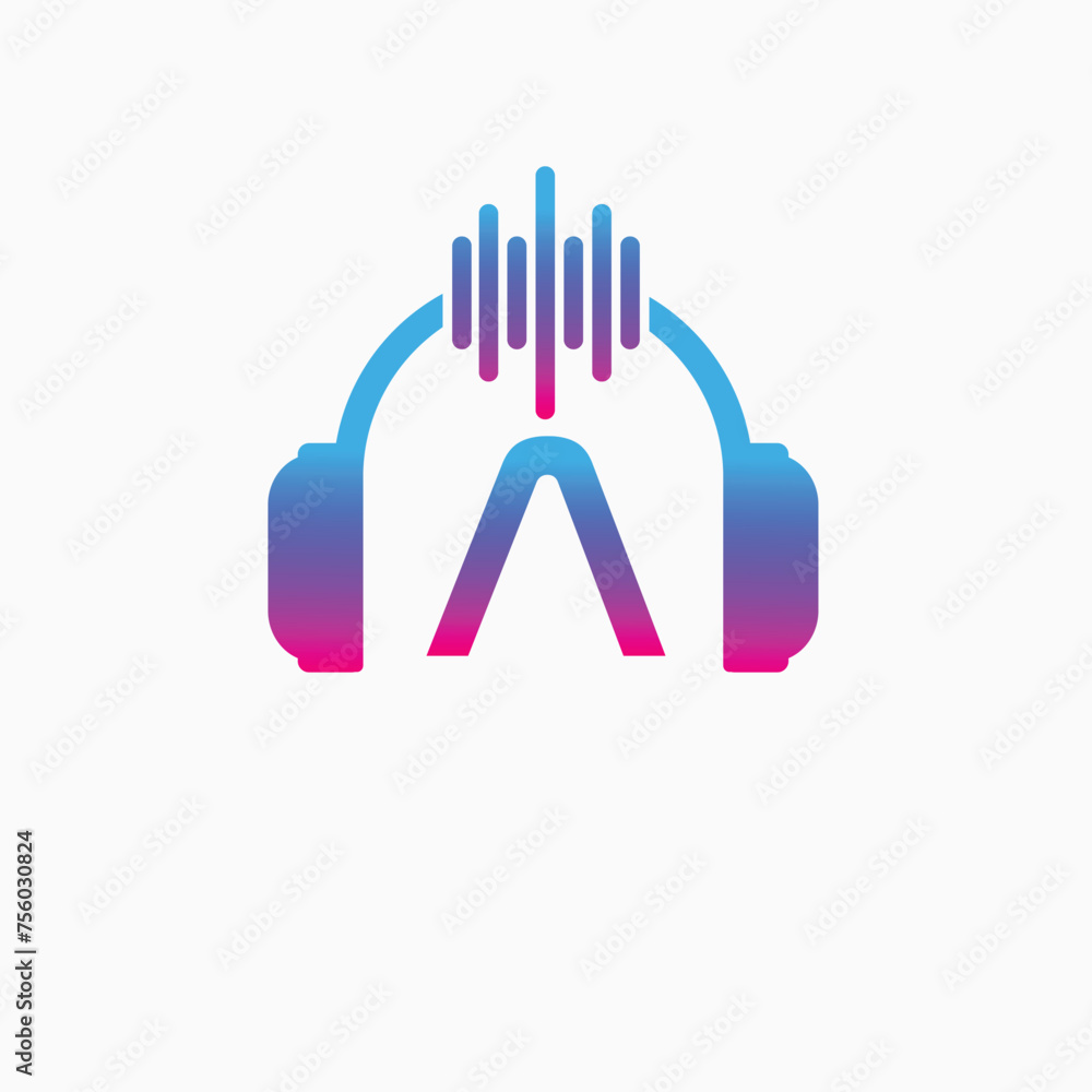 Letter A Headphone Logo Design Vector Icon Graphic Illustration Music Disco DJ Wave sound Letter A Headphone Logo Design Vector Icon Graphic Illustration Music Disco DJ Wave sound