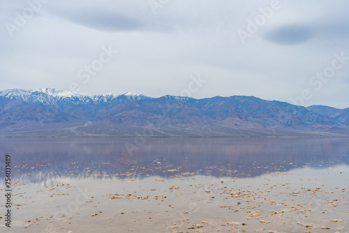 Принти на полотні Lake Manly, the pluvial lake in Death Valley National Park at, Badwater Basin