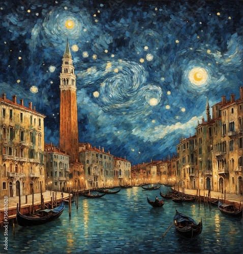 Starry Night in Venice  photo