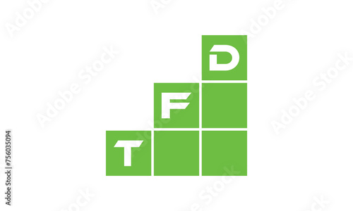 TFD initial letter financial logo design vector template. economics, growth, meter, range, profit, loan, graph, finance, benefits, economic, increase, arrow up, grade, grew up, topper, company, scale photo