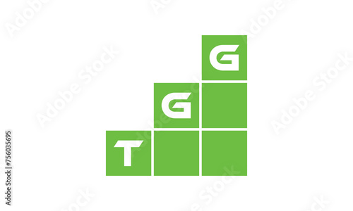 TGG initial letter financial logo design vector template. economics, growth, meter, range, profit, loan, graph, finance, benefits, economic, increase, arrow up, grade, grew up, topper, company, scale photo