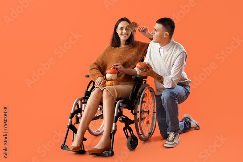 Young man and his wife in w...