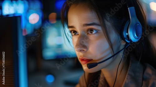 service agent working on computer at call center generative ai