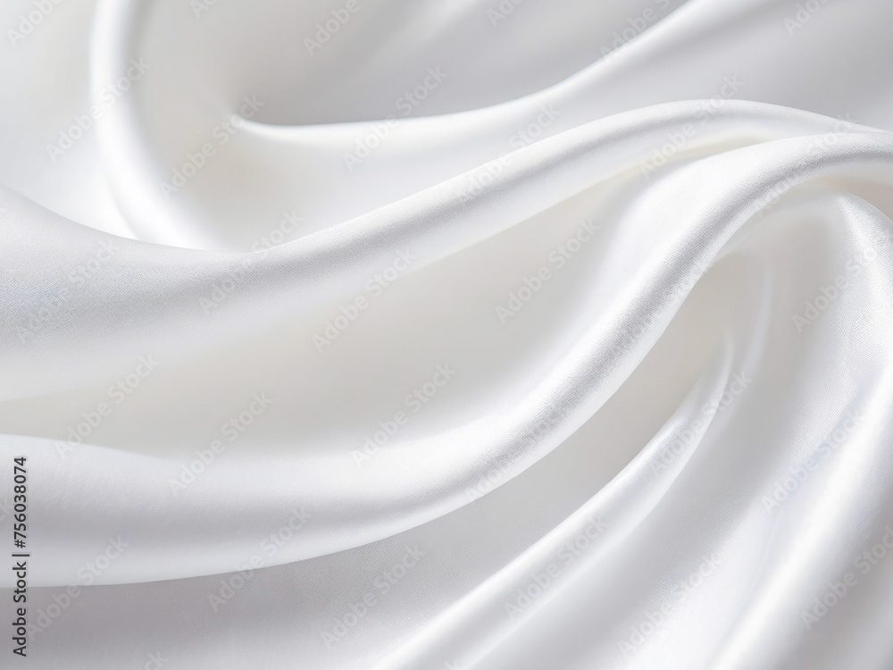 Naklejka premium エレガントな白のサテンシルクのゆるやかなウェーブテクスチャ