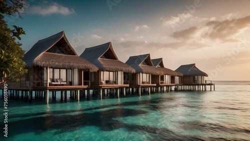 Sumptuous beachfront retreat on the idyllic shores of the Maldives, boasting unparalleled views of turquoise waters and overwater bungalows with direct access to the Ocean © Damian Sobczyk