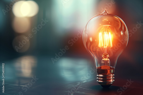 Light bulb glowing on an isolated background photo