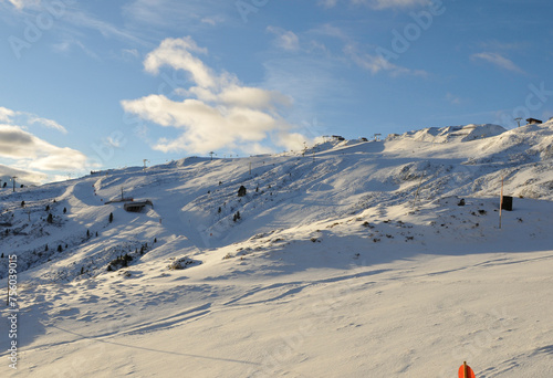 Austria: Empty skiaerea, artifical snow, Hochzillertal, Tirol | Menschenleere Kunstschnee-Pisten im Hochzillertal im Tirol photo