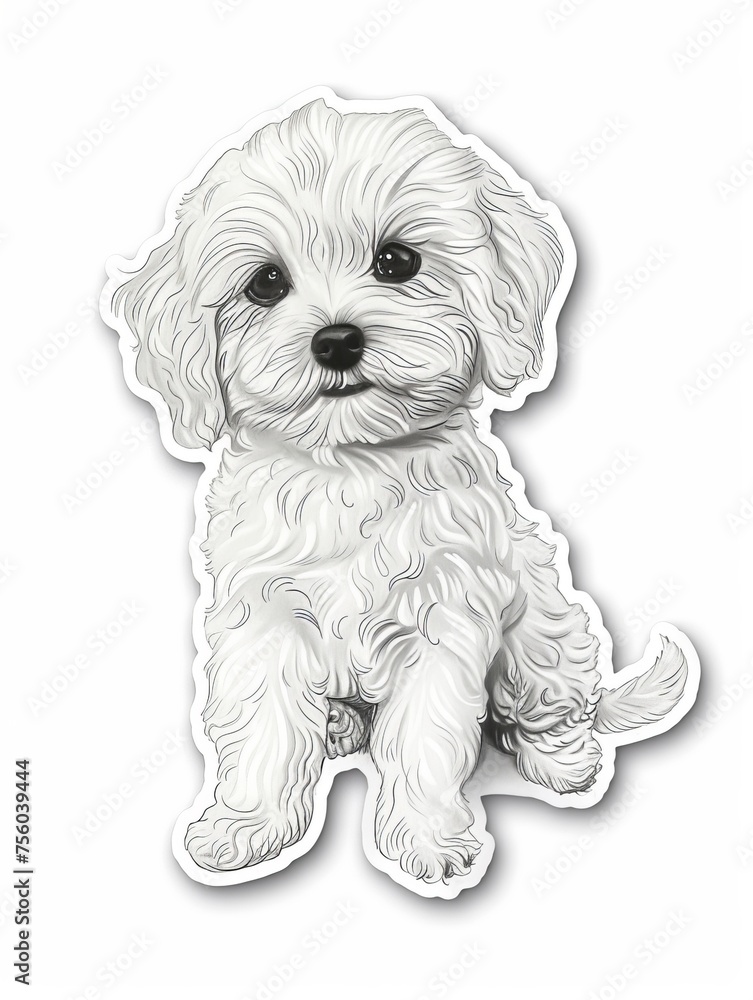 Indoor Maltipoo companion sticker, representing the joy and comfort of having a pet. Indoor Maltipoo companion sticker, representing the joy and comfort of having a pet.