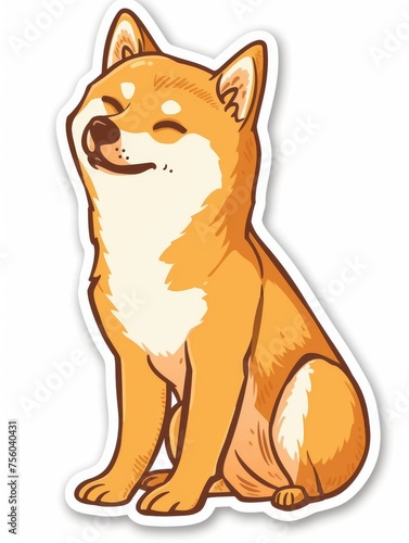 The sticker features a smiling Shiba Inu, radiating the warmth and positive energy of this beloved pet. © Yaroslav Herhalo