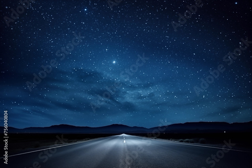 Road under star sky