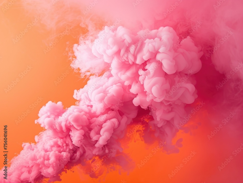  A smoke on an orange background. Generative AI.