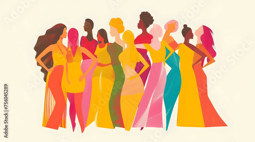 Colored women silhouettes