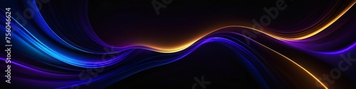 Futuristic abstract dark background with glowing neon multicolored waves. Background for poster, banner, social media, space for text