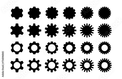 Gear Icon Vector Set. Cog Wheel Flat Illustration. Simple Machinery Gears Shapes. Cogwheel Silhouette