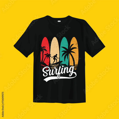 Surfing Vintage T-Shirt Design