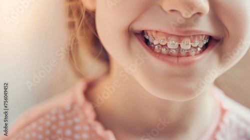 child s smile with braces generative ai