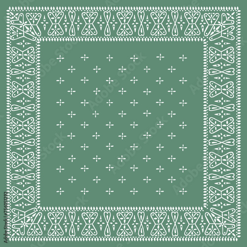 Vintage Jade Green Bandana Square Print