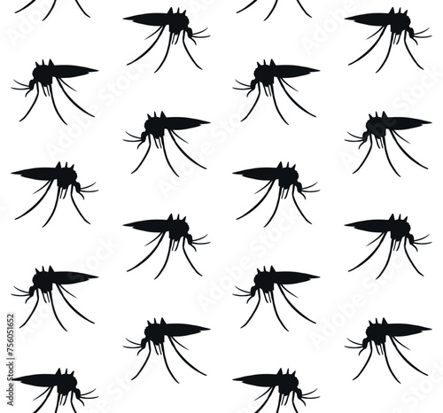 Vector seamless pattern of hand drawn mosquito silhouette isolated on white background