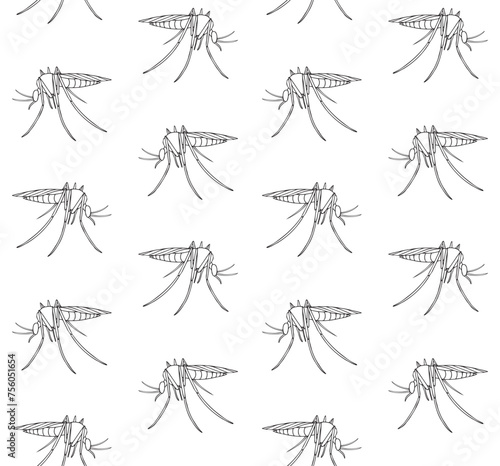 Vector seamless pattern of hand drawn doodle sketch outline mosquito isolated on white background