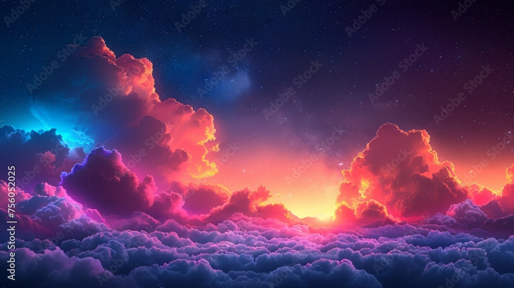 Vibrant Sky With Clouds and Stars