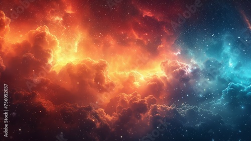 Colorful Sky With Stars and Clouds