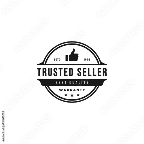 Trusted seller label or Trusted seller stamp vector isolated. Best Trusted seller label for product packaging design, banner, and more about Trusted product.