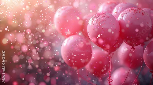 Pink Balloons Floating in Air